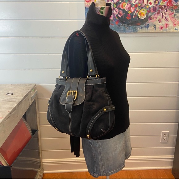 Dooney & Bourke Hayden Panettiere Black Suede Leather Hobo Bag Limited Edition - Picture 5 of 12